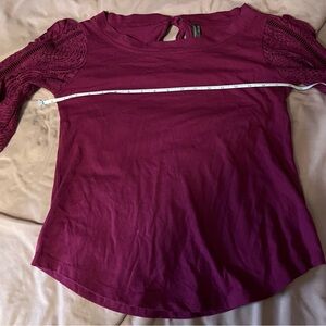 Anthropologie Lace Sleeve Blouse in Rich Purple